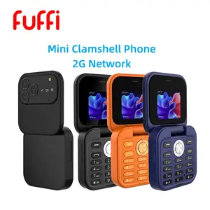 FUFFI fashionable mini folding clamshell phone with 2G network, 1.77-inch high-definition screen, dual SIM dual standby, 1000 mAh battery, flashlight/ music/ video/ convenient lanyard/ maximum support for 8GB capacity expansion