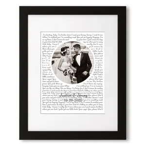 Personalized Music Lyrics Song Photo Unframed/Framed Prints Music Artist Date Upload Photo on Prints Anniversary for Her,Wedding,Birthday,Engagement,Wall Decor