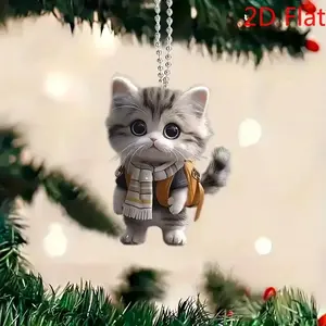 Cute Acrylic Cat Charm Car Mirror Decoration, Car Interior Decoration, Adorable Keychain Bag Accessory, Ideal Gift for Women and Girls, Perfect Holiday Choice, Car Ornaments
