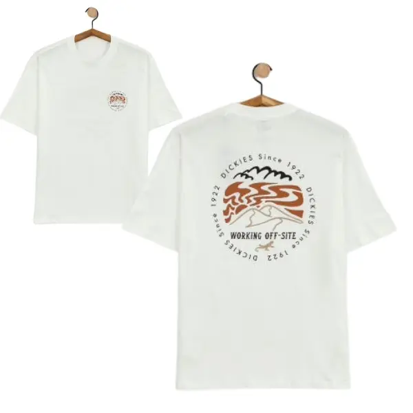 Vintage-Inspired Dickies T-Shirt, Featuring "Working Off-Site" Graphic Design, Casual Menswear Womenswear Apparel for Everyday Comfort Breathable