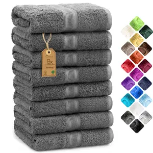 NatureMark 8 Hand Towels Set - 100% Cotton - Soft and Absorbent Bathroom Towels, Durable and Comfortable, Size 50 x 100 cm