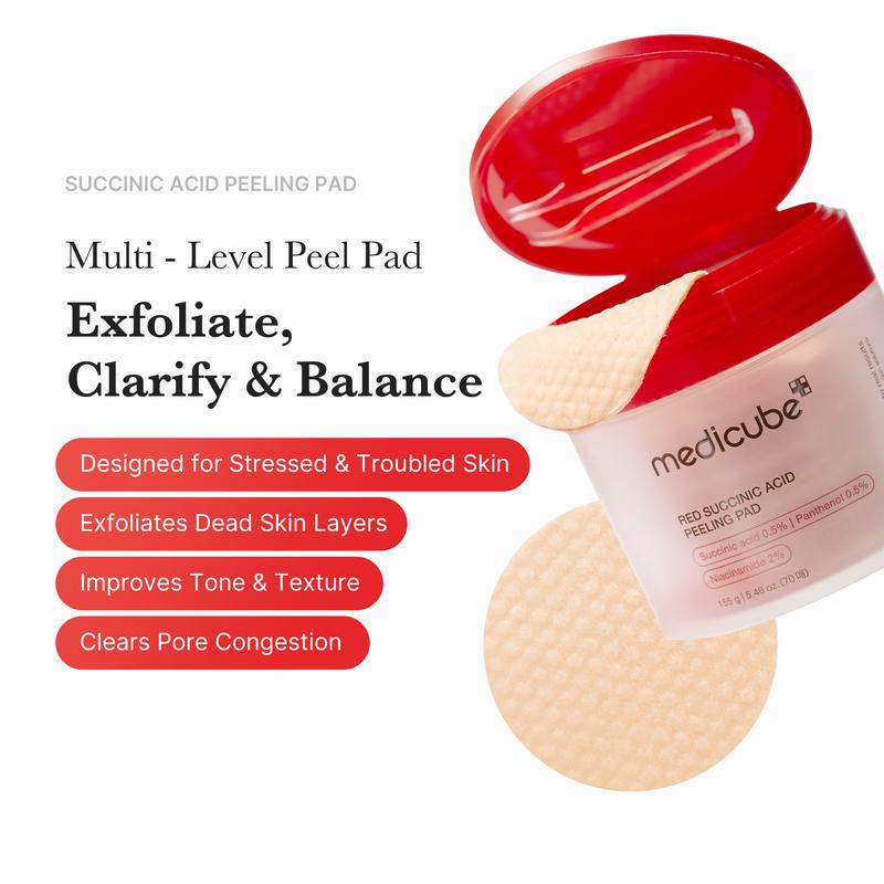 [medicube] Red Succinic Acid Panthenol Pads |  Niacinamide + Salicylic Acid Skincare