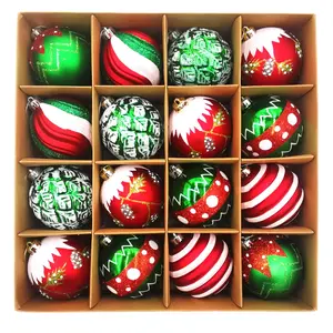 YZYVIOW Christmas Ball Ornaments Set for Xmas Tree 16 ct Red Green White Shatterproof Decorative Hanging Balls for Holidays Party Wedding Eco-Friendly Plastic Ornaments