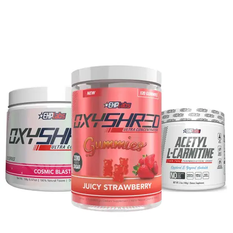 OxyShred Energy Trio Bundle - Fitness Supplements (GF, Caffeine-Containing) | Pre-Workout, Gummies, Acetyl L-Carnitine | Metabolism, Focus Support for Gym Use