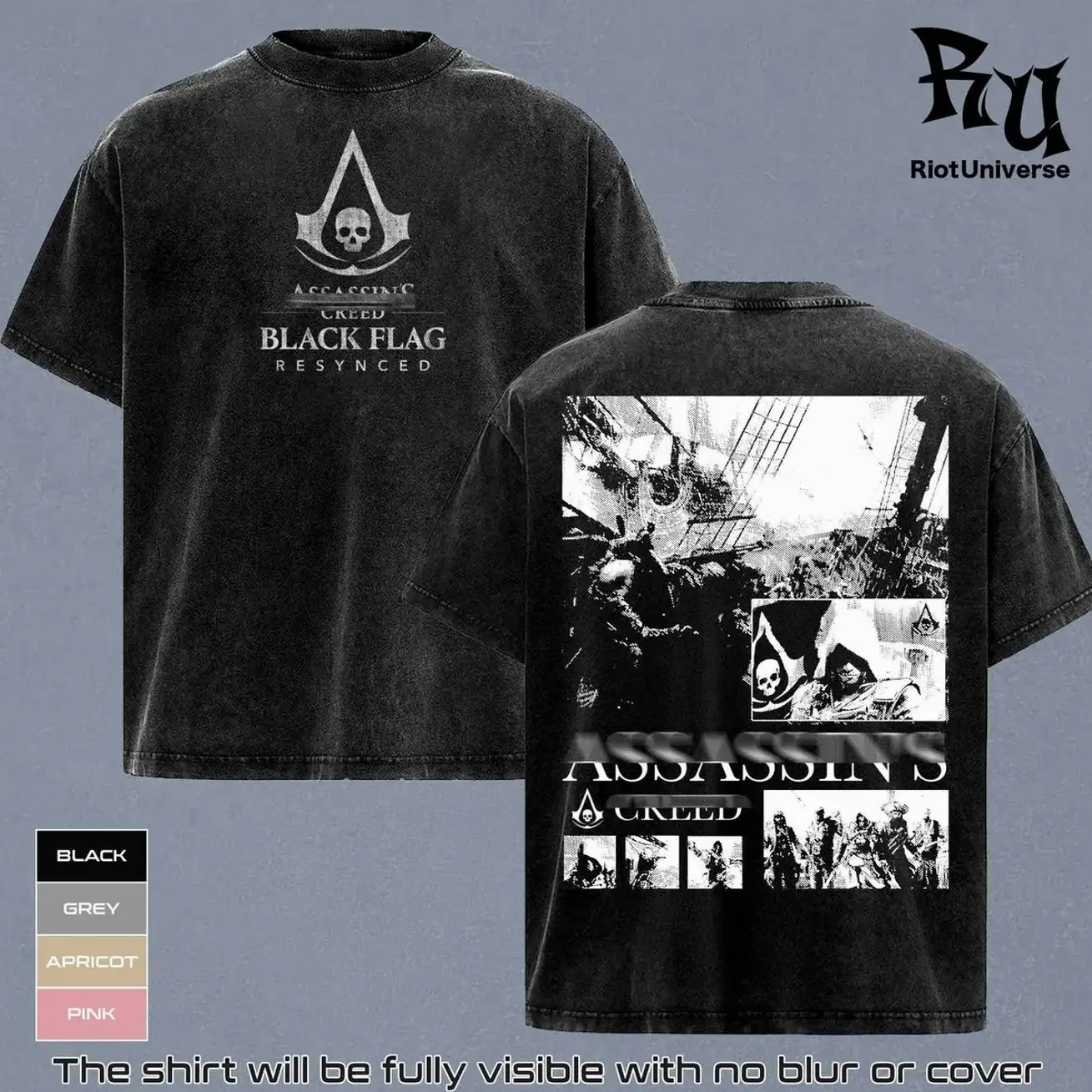 Assassin's Chreed Tee Wash, Hidden Blade Warrior Sketch Art Vintage Acid Washed T-Shirt, Stealth Action Gamer Graphic Tee, Faded Black Techwear Casual Summer Top Outfits, Video Game Fan Merch, Gift For Gamer, Gaming Apparel F15