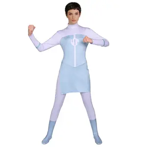 Anissa Blue White Viltrumite Bodysuit Cosplay Costume Jumpsuit for Comic Con Convention