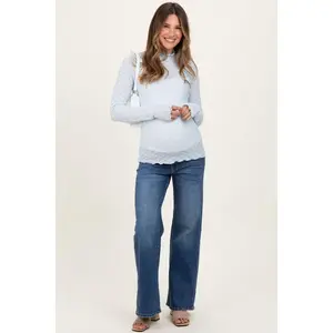Pinkblush Blue Medium Wash Wide Leg Maternity Jeans 30