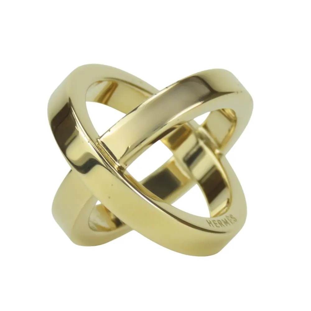 Pre-owned HERMÈS Gold-plated Small Leather Goods Hermes Cosmos Scarf Ring