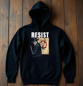 V for Vendetta Resist Hoodie, Unisex Sweatshirt, Cult Classic Movie Tee, Rebellion Pullover, Movie Night Top, High Quality Cotton Hoodie