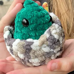 Crochet Dino Egg - Green Dinosaur Inside Cozy Patterned Nest for Fun and Creative Play