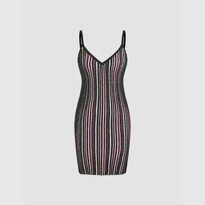 Cider [size 2-10] Knit V-neck Sequin Stripe Mini Cami Dress