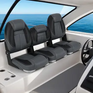 COSTWAY - 3-Pack Folding Boat Seats with 28D Soft Sponge Padding-Black