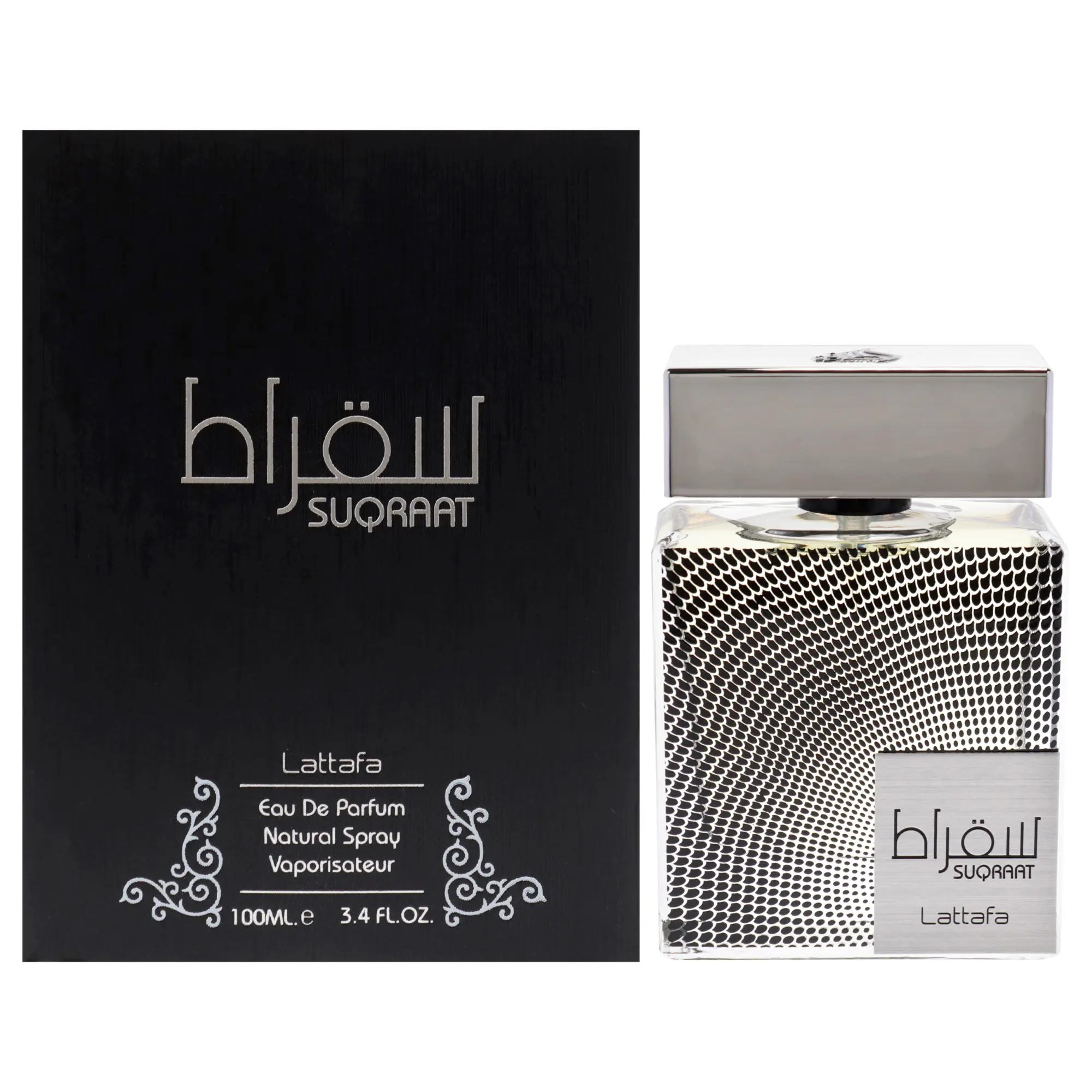 Suqraat by Lattafa EDP Spray for Men - 3.4 oz (100ml), Natural Spray, Patterned Front, Single Bottle, Everyday Use