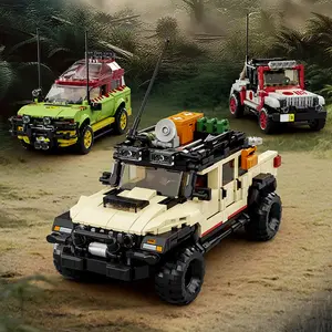 Dinosaur Theme Off-Road Car Building Set, Vehicle Building Blocks, Building Block Model, 8 Grid Proportion, Jurassic Park Theme, Stable Structure, Smooth Push, Abs Plastic Assembly