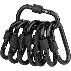 Locking Carabiner Clip, 2.3 Inch D Ring Clips Spring Snap Key Chain Hook Screw Gate Aluminum Carabiners for Outdoor Travel Camping Fishing Hiking Backpack