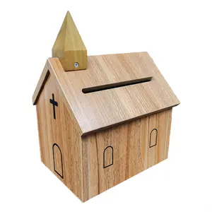 FixtureDisplays® Church Box Collection Box Tithing & Offering Donation Box Overall dimension Church House Shape 9.43 inches wide x 6.71 inches deep x 12 inches tall 21397-SMALL-NF