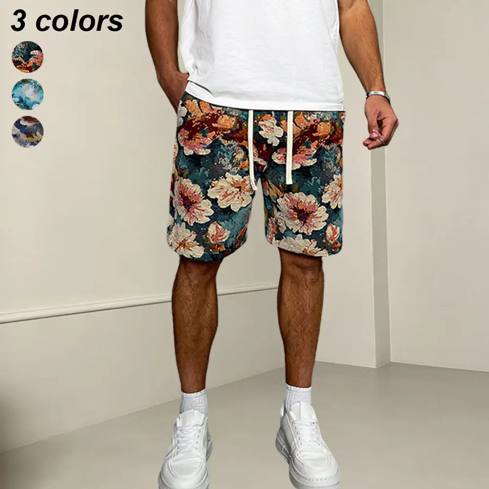 Men’s summer shorts with oil painting floral print exude an artistic vibe—cool and comfortable for summer, featuring a drawstring waist for easy adjustment. Versatile for everyday wear, vacations, and streetwear; effortlessly creates a stylish, artsy summ