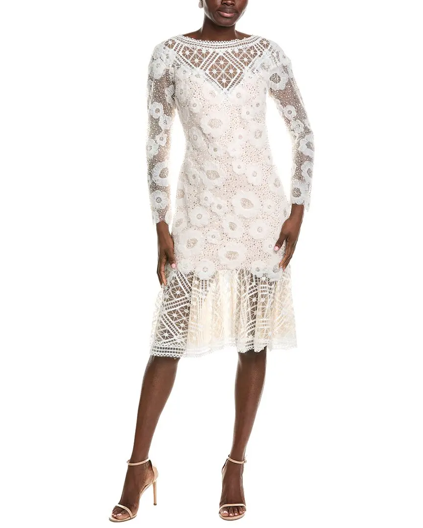 Tadashi Shoji Idly Embroidered Illusion Dress