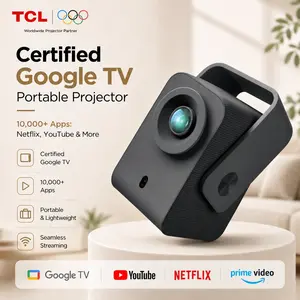 TCL C1 Smart Projector 4K Support, Google TV & Netflix Officially Licensed, WIFI and Bluetooth, Auto Focus Keystone, Native 1080p, Dolby Audio, 285° Portable Mini Projector for Home Theater