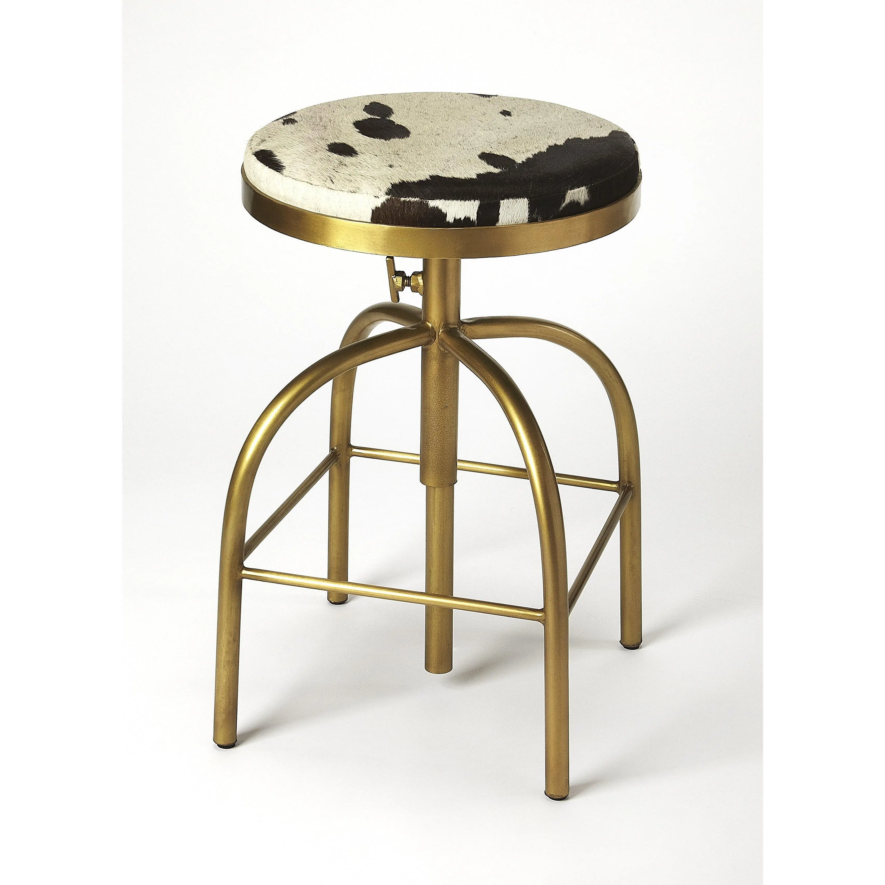 Butler Specialty Company Grogan Hair-On-Hide Adjustable 26"-35" Seat Height Counter Stool, Multi-Color