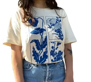 Vintage Pressed Flowers Sweatshirt, Boho Cottagecore Crewneck, Pastel Botanical Floral Pullover, Fairycore Oversized Wildflowers Sweatshirt, Blue Floral T-Shirt, Personality T-Shirt, T-Shirt