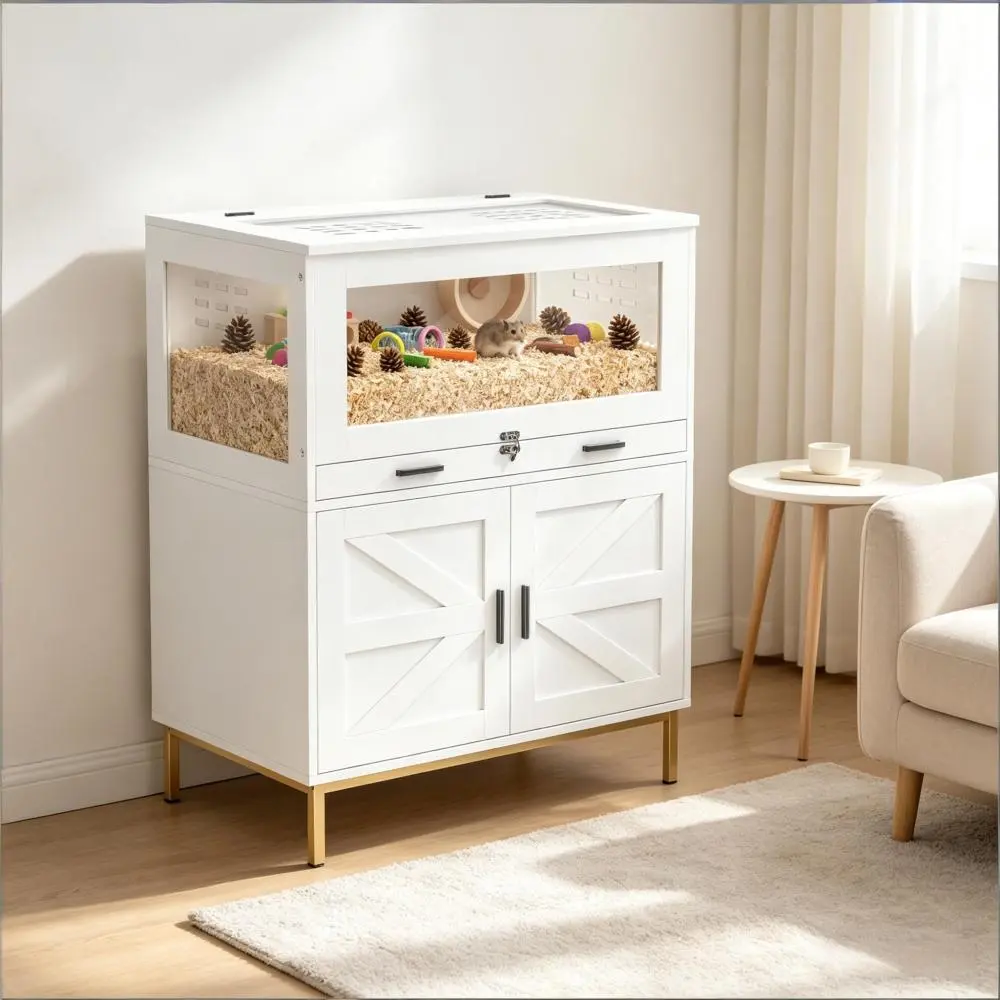 Spacious Pet Cage,Hamster Cage,Hedgehogs Cage with a Removable Sliding Tray and a lift-up top