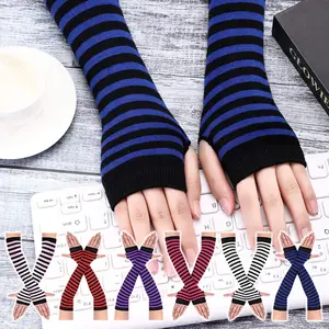 6Pairs Women’s Long Fingerless Knit Gloves - Stretchy Thumb Hole Arm Warmers,Thigh High,Assorted Colors,Winter Thermal Sleeves for Casual Outings,Gloves for Cold Weather