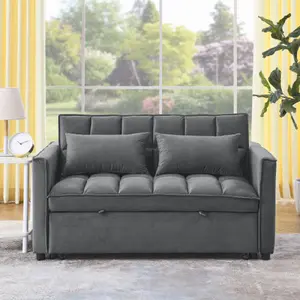 Athlone Modern Velvet 2-Seater Sectional Sofa Bed with Adjustable Backrest