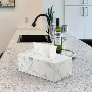 1pc, Tissue Holder, Marble Design Tissue Holder, Daily Use Desktop Tissue Storage Container, Ideal for Bedroom, Living Room, And Vehicle, Home Decor, Kitchen Additions