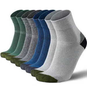 Mens Dress Socks - 4 Pack Combed Cotton Ankle Length Socks Comfort Odor Resistant Durable Stretch Crew-Length Soft and Comfortable Work Socks for Men for Business Formal Wear 7-11 Grey Blue Green