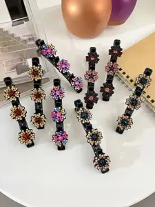 4-Piece Floral Hair Clips Set, Elegant Braided Hair Accessories, Multi-Functional Double Clip, Side and Back Hair Pins for Women