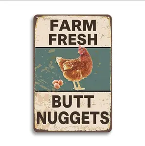 Vintage Chicken Coop Metal Sign, 1 Count Durable Waterproof Farm Decor Tin Sign, Wall Art Plaque for Home Kitchen Outdoor, Home Decoration