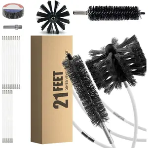 21  Dryer Vent Cleaning Brush Kit, Multi-Scene Durability Chimney Brush with Flexible Nylon Rod, Multi-Purpose lint Cleaning Brush for Drill,Chimneys, fireplaces, Ventilation ducts