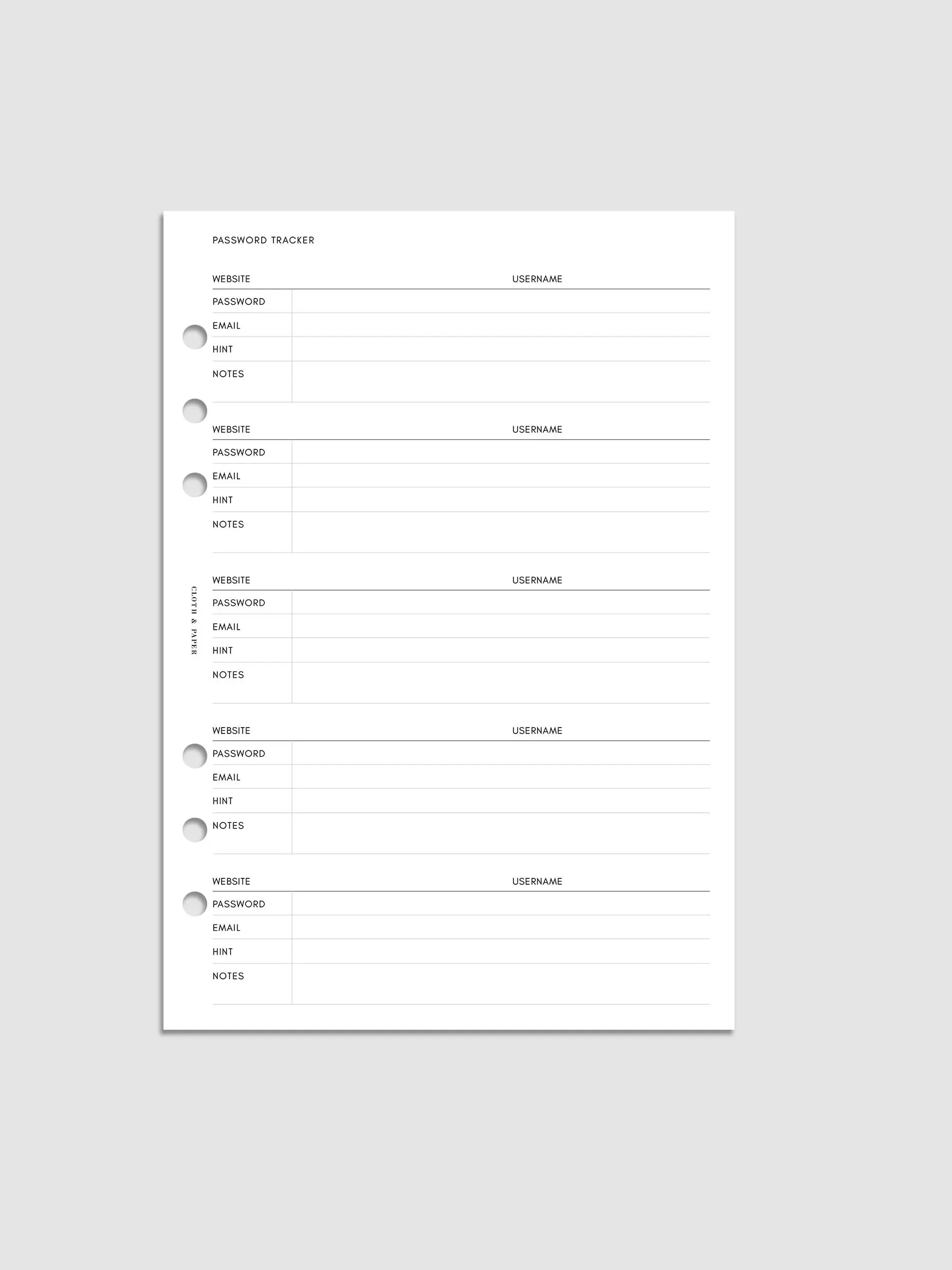 Password Tracker Planner Inserts Password Tracker Planner Inserts