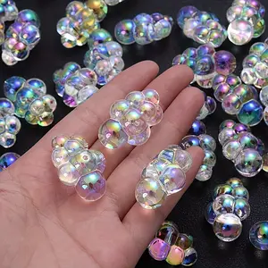 1 Set of 12pcs 25mm AB Colored Beads - Transparent Straight Holes for Jewelry Making, Bracelets, Necklaces, Keychains - Handmade Materials, Acrylic Beads for Jewelry Making, Beads for Jewelry Making, Keychain Accessories, Iridescent Beads, DIY Beads