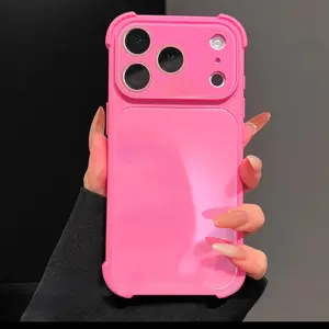 High-end mirror glass suitable for IP17promax, four-corner airbag anti-drop phone case with built-in lens film for IP16/15promax