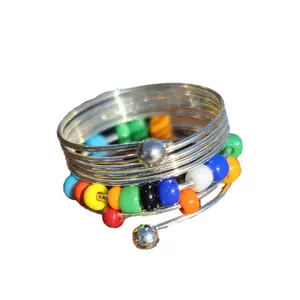 Spring Fling Ring, Spiral Silver Colorful Beaded Trendy Fashion Jewelry
