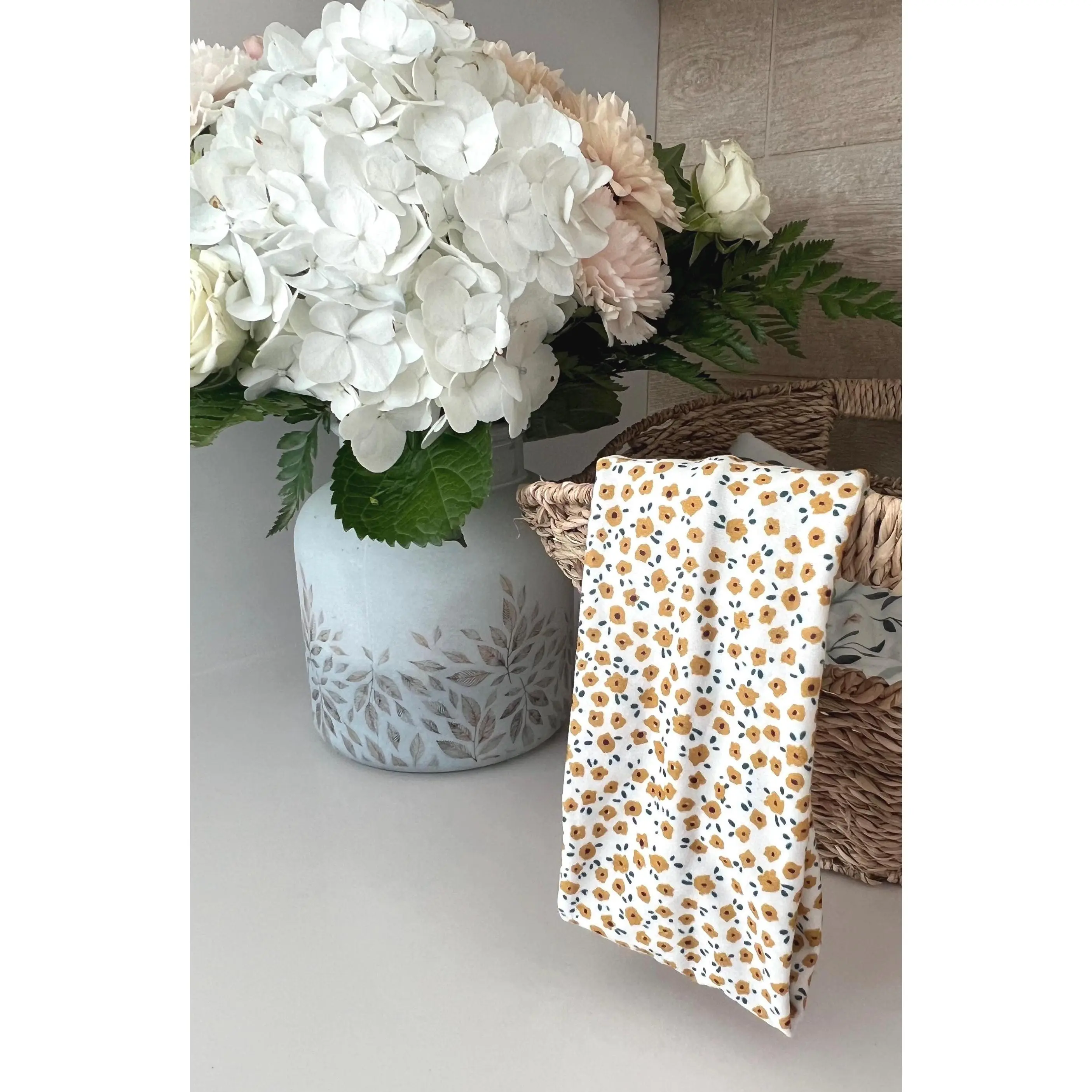 Modern Flat Headband - Petite Mustard Floral