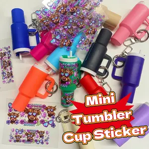 Cartoon Mini Tumbler Cup Keychains Stickers--Stickers and cup keychains need to be purchased separately