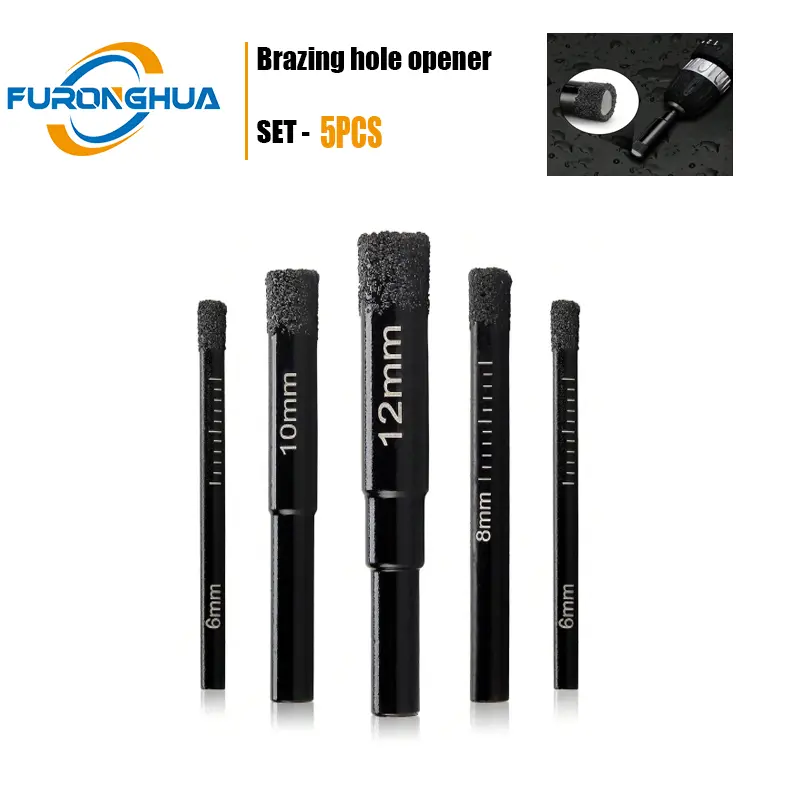 5PCS Diamond Core Drill Bits Concrete Granite Marble Heavy Duty Professional 3 Flat Shank Anti-Slip Masonry Work DIY High Speed Durable Hard Surface Precision Cutting Tools, 1,500-2,000 Rpm, 16/20/25/30/35Mm Diameters