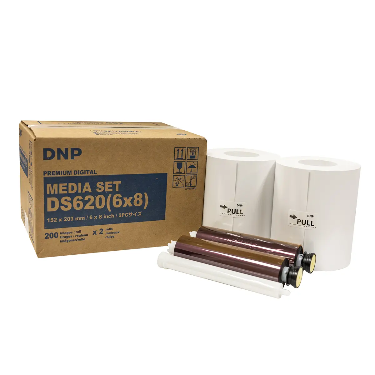 DNP 6x8" Dye Sub Media for DS620A Printer, 2 Rolls of 200 Prints (Total 400 Prints)