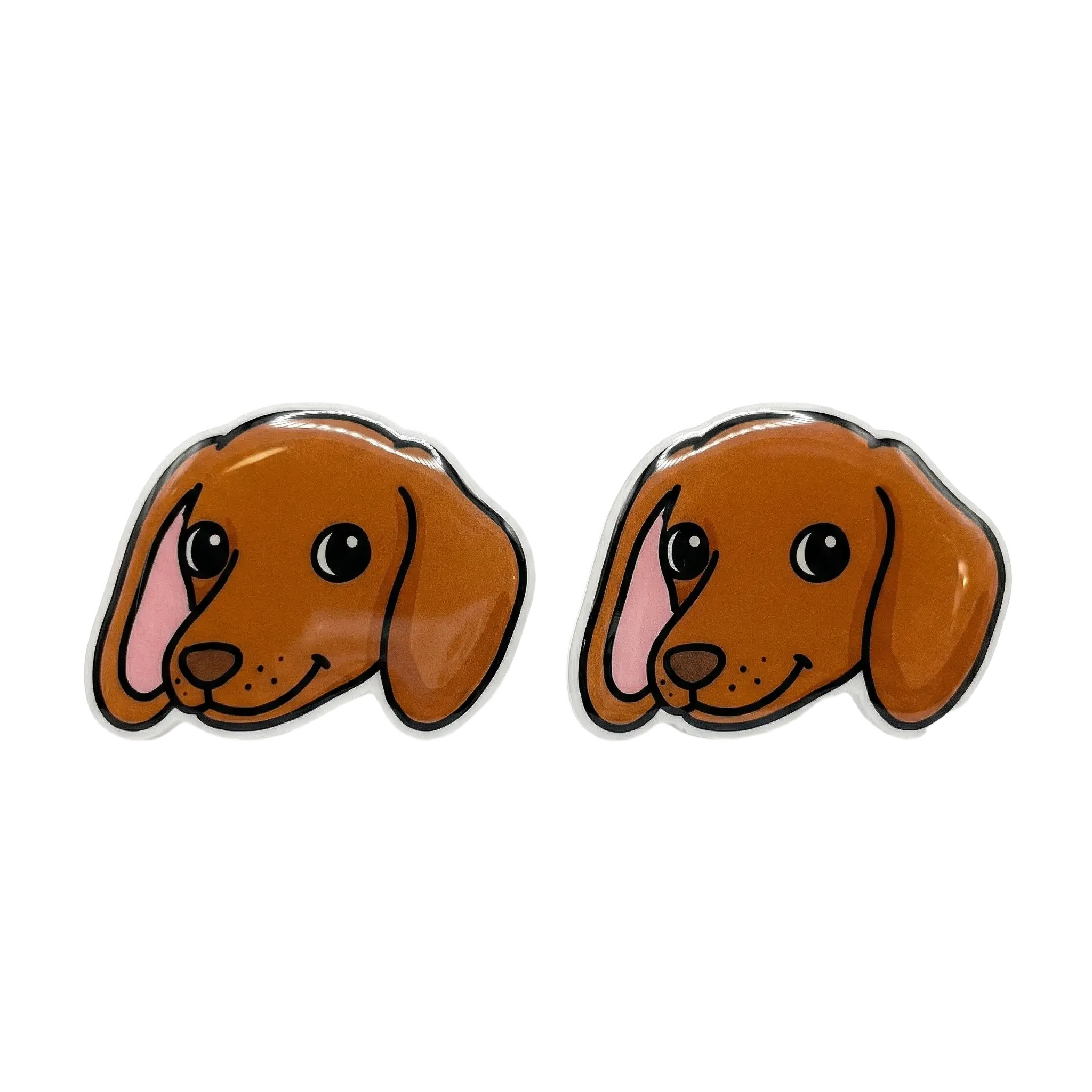 Dachshund Animal Stud Earrings, Brown, Casual Style, Approx. 3/8-1/2 Inch, Birthday Gift Option, Note: Choking Hazard Small Parts