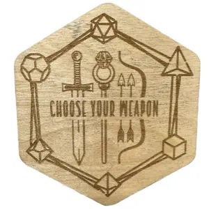 Choose Your Weapon Dice Box - Handmade Baltic Birch Wood Laser Engraved Magnetic Storage for Dungeons and Dragons Dice Sets
