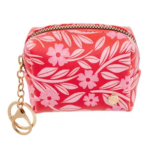 Red Floral Keychain Pouch