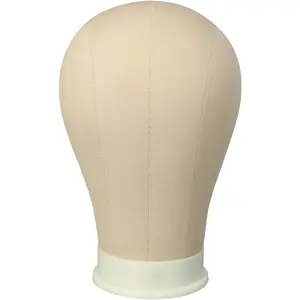 Canvas Block Mannequin Head for Wigs with Mount Hole, for Wig Making Weave Hair Braiding Hat Display, Durable Hairstyle Doll Head Easy to Put Pins In & Out Light Brown 21"