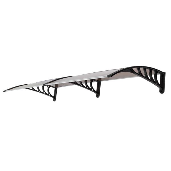 Window Awning Door Canopy Modern Polycarbonate 40"x80" Brown Board Black Holder UV Rain Snow Sunlight Protection Hollow Sheet ABS Bracket