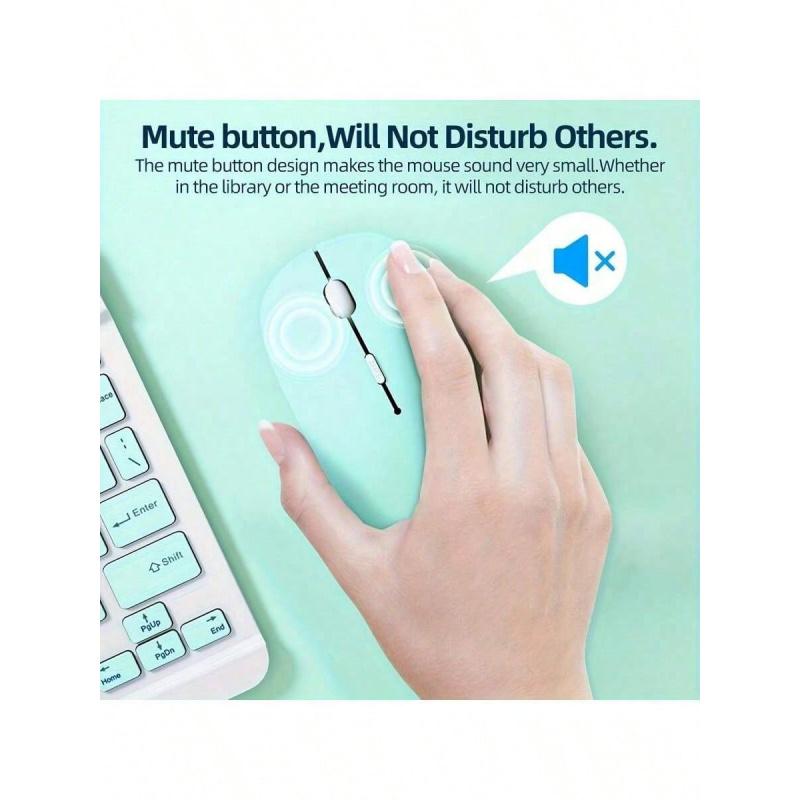 Macaron-colored plastic wireless silent mouse, suitable for iPad and laptops (batteries not included); universal wireless mouse - compatible with iPad, tablets, MatePad, Xiaomi tablets, Android, Windows tablets, laptops, and notebooks - compact and portab