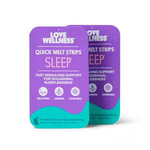 Love Wellness Sleep* Quick Melt Strips 2 Pack | Dissolvable Sleep Support Supplement | Melatonin, Lavender & Chamomile | Vegan & Sugar-Free | 15 Strips Love Wellness Sleep* Quick Melt Strips 2 Pack | Dissolvable Sleep Support Supplement | Melatonin, Lavender & Chamomile | Vegan & Sugar-Free | 15 Strips