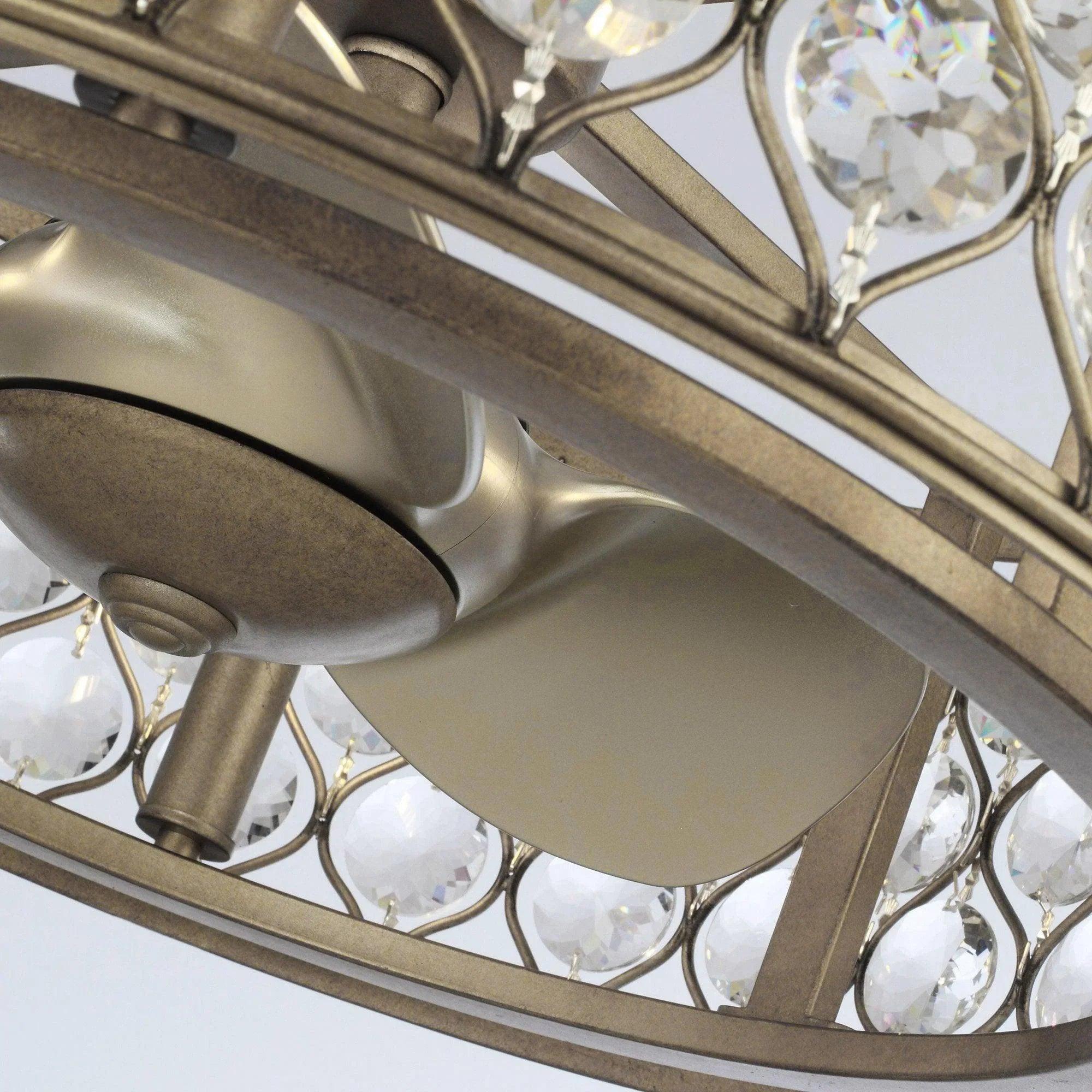 25" Modern Crystal Fandelier, Downrod Mount Ceiling Fan with LED Light & Remote Control