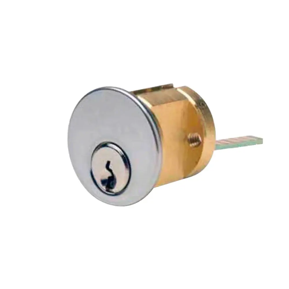 ILCO Grade 1 Satin Chrome 5-Pin RIM Lock Cylinder - 1 1/8" (28.6mm) Yale 8 Keyway - KD - 26D Solid Brass Construction - Horizontal/Vertical Lazy Action Tailpiece - Master Keyed, Rekeyable Door Locks, Incl. Tailpieces, Lock Cylinders